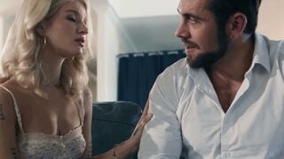 Emma Rosie Deepthroats Stepdad's Huge Cock on the Couch