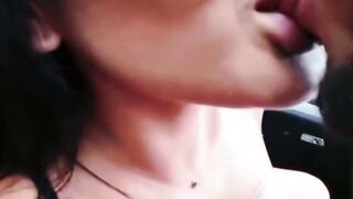 Inked Teenie Blows Penis Into Vehicle And Swallows Cum
