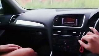 Inked Teenie Blows Penis Into Vehicle And Swallows Cum