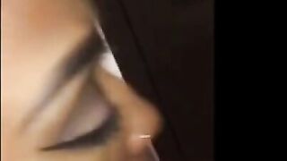 Ebony Girl Sucks Cock in Bathroom Sink