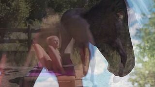 Emily Deepthroats Massive Horse Dick in Sunny Stable