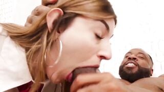 Lana Smalls & Julia James Kneel Together to Slobber All Over a Massive Dark-Skinned C