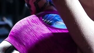 Tattooed Gym Slut Deepthroats Big Cock In Pink Workout Gear
