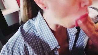Inked Amateur Blows Dick & Gets Creampied into Tight Lace