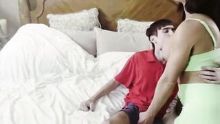 Abigail Mac Blows Stepson's Dick On Bed To Cure Broken Heart