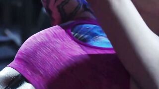 Tattooed Gym Girl Sucks Cock & Swallows Cum in Pink Workout Gear