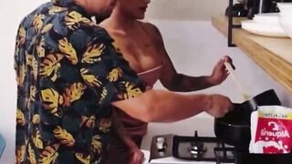 Inked Teens Coworker Blows Penis and Takes Anal Jizzed inside Kitchen