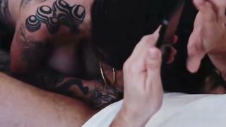 Inked BBW Abigail Mac Blows Dick And Takes Huge Black Penis Inside Tight Booty