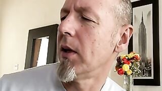 Tattooed Blonde Stepdaughter Deepthroats German Stepdaddy's Giant Cock