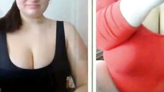 BBW Lesbian Sucks Huge Titties Spit Screen Action