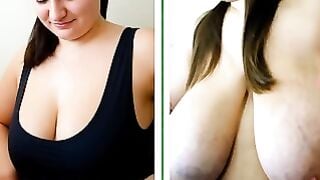 BBW Lesbian Sucks Huge Titties Spit Screen Action