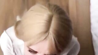 Blonde Eighteen Blows Huge Dick Then Gets Banged From Behind