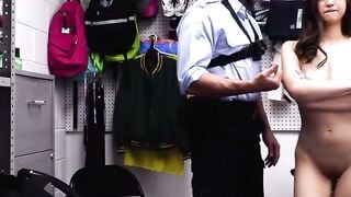 Asian Big Tits Strip Search Sucks Officer Cock In Office