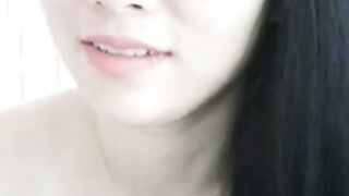 Tiny-Titted Chinese Webcam Girl Teases With Fishnets