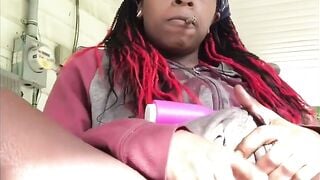 Black Girl Masturbates With Vibrator On Outdoor Webcam