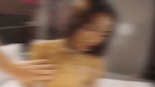 Handcuffed Asian Shemale Benz Deepthroats Big White Cock POV