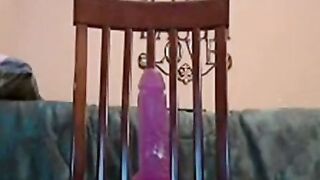 Amateur Blonde Babe Rides Dildo to Orgasm on Webcam