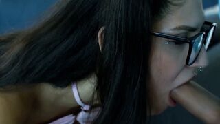 Ebony Zariah Aura Deepthroats Big Dick in Rough Transgender Threesome