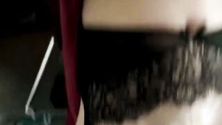 Blonde Milf Deepthroats Thick Dick in Sheer Red Robe