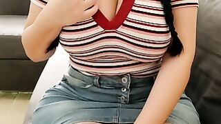 Curvy Pigtails Deepthroat Cum Swallow In Tight Denim Skirt