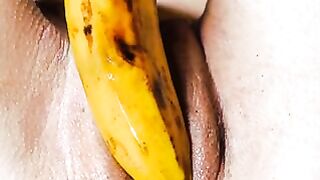 Asian Teen Masturbates with Banana on Webcam