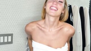 Petite Blonde Teen Deepthroats Big Cock In Shower And Bed