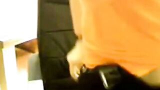 Amateur Webcam Girl Masturbating Solo in Orange Vest