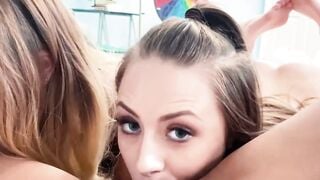 Blonde teens taking turns pussy licking bffs black pussy