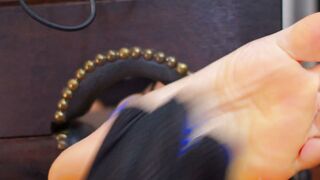 POV Tickling Hunk in Stocks: Blindfolded Gag & Soles