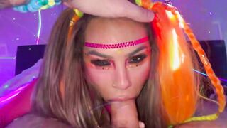 Essie Gotback Rides Cock in Pink Fishnet Bodysuit Until Cum Inside
