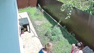 Busty Teen Sucks Cock Outdoors In Backyard