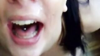 Amateur Brunette Deepthroats Cock Until Sticky Facial Cum