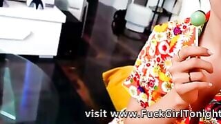 Doll Deepthroats Step Brother In Tight Floral Dress First Time Raw Fuck