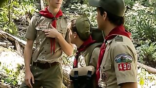 Adam Snow & Zac Steele Deepthroat Scout Boys' Monster Cocks in Public Woods