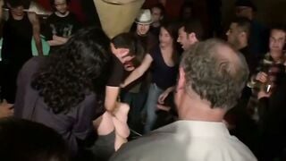 Clayra Beau Public Blindfold Gangbang Bondage Sucks Cock