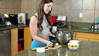 Amirah Adara Deepthroats Stepson And Friend In Kitchen Double Creampie