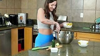 Amirah Adara Deepthroats Stepson And Friend In Kitchen Double Creampie