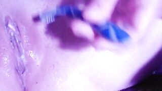 BBW Shaves Hairy Pussy For Wet Lesbian Sex On Counter