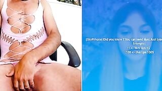Sissy Michael Exposed In Torn Pink Bodysuit While Young Cam Girl Watches Webcam Humiliation