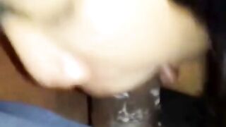Amateur Ebony Sucks Big Black Dick on Webcam