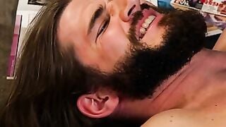 Blonde Fem Dom Straddles Inked Male Slave in Hardcore Basement Fetish