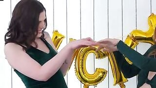 Scarlett Mae & Tiffany Fox Deepthroat Stepsons in Green Dresses