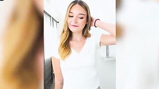 Petite Blonde Della Cate Deepthroats 2 Cocks in Hardcore Stepdad Threesome