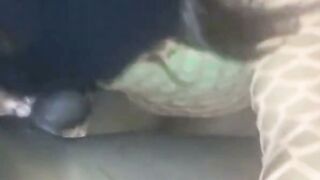 Amateur Black Woman Deepthroats Cock in See-Through Top