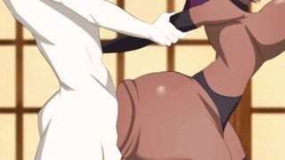 Ebony cartoon hottie gets her phat ass pounded on tatami