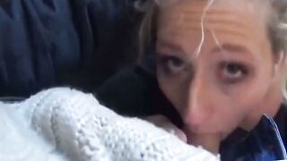 Blonde Amateur Receives Facial After Deep-Throat Blowjob