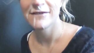 Blonde Amateur Receives Facial After Deep-Throat Blowjob