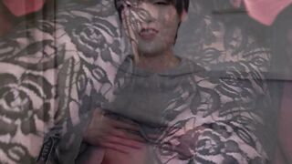 BOBSTGIRLS Brunette Trans Girl Masturbates Alone in Red Skirt and Grey Hoodie