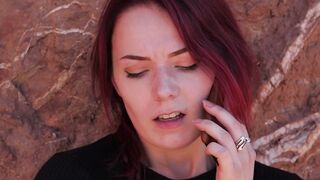 Redhead babe Zoe Oliver has her stomach painted with stepdads hot cum