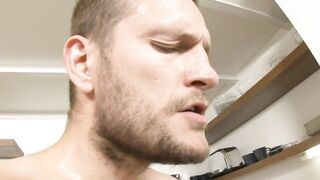 Sexual wifey gets nasty and pounded doggy style inside the kitchen